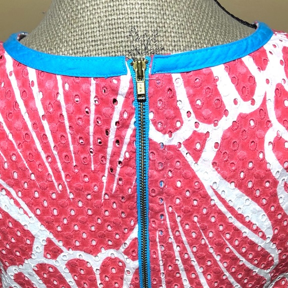 Crown & Ivy Coral & Blue Sea Shell Print Shift Dress. Size 14 - Picture 8 of 9